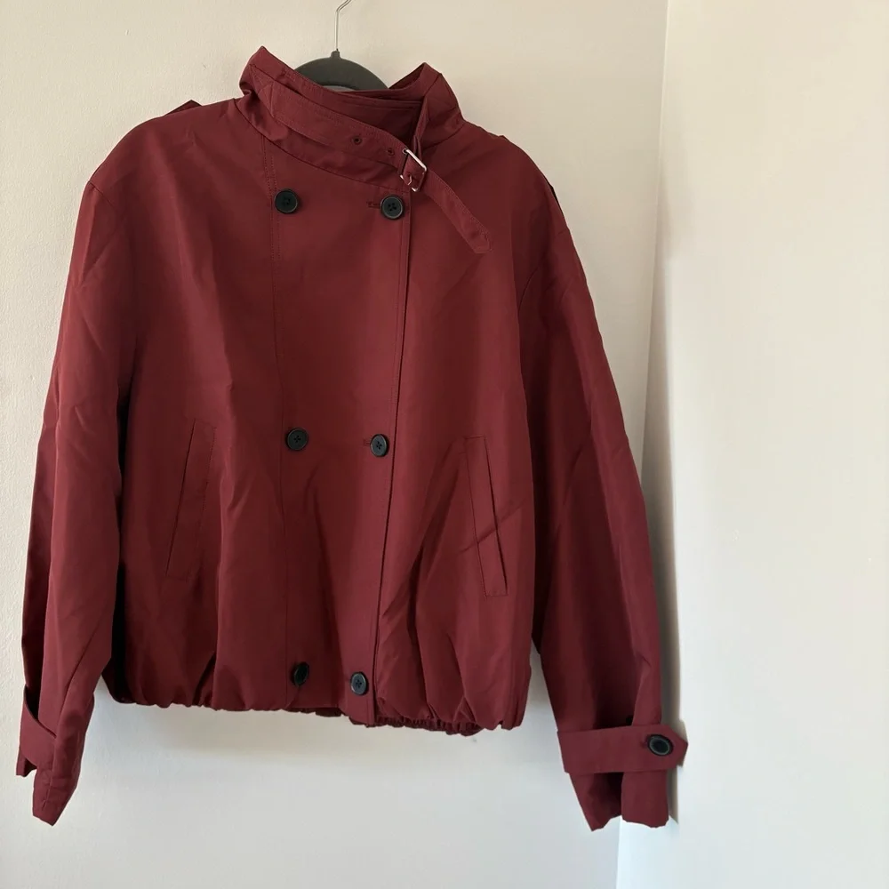 Commense Vintage Loose Trench Coat In Burgundy Size L NWT - Picture 9 of 14